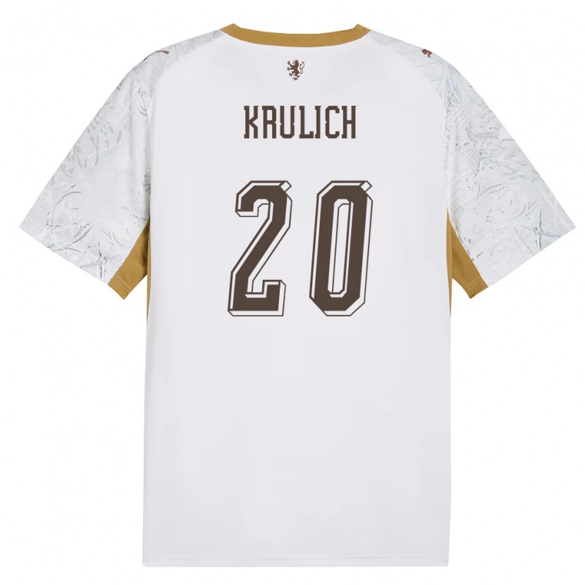 Danxen Men Czech Republic Matous Krulich #20 Off-White Gold Gray Away Jersey 26-28 T-Shirt