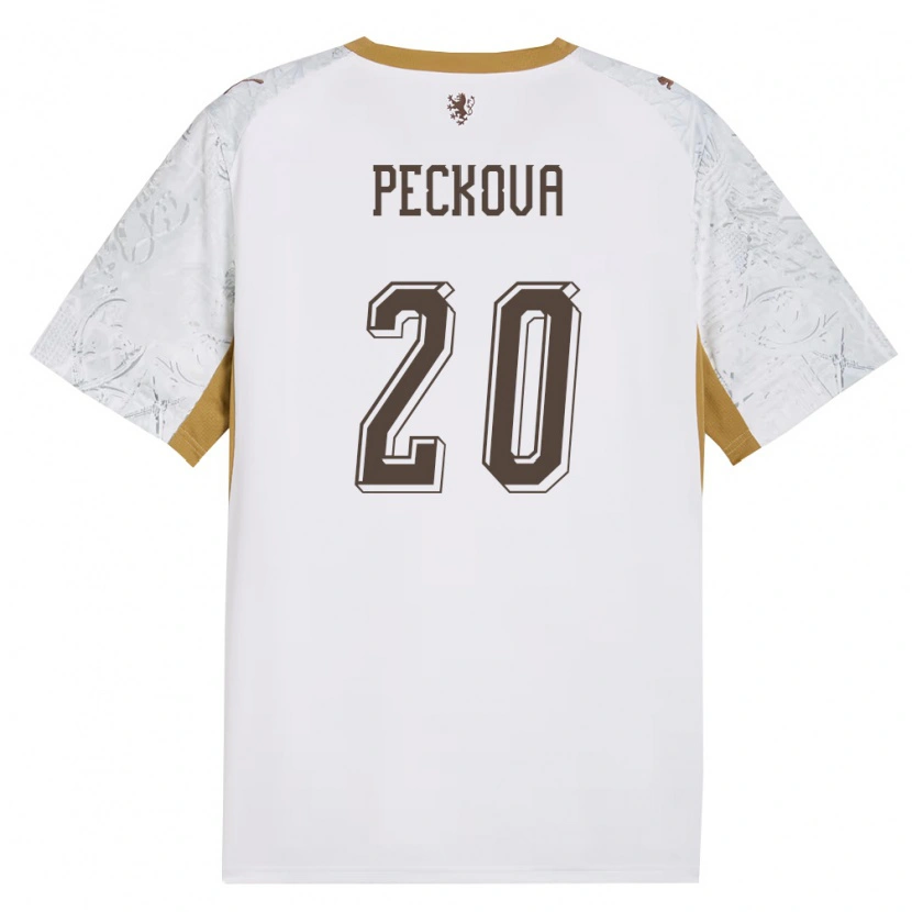 Danxen Men Czech Republic Alena Pěčková #20 Off-White Gold Gray Away Jersey 26-28 T-Shirt