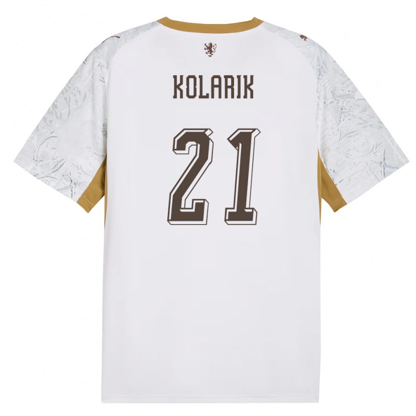 Danxen Men Czech Republic Josef Kolarik #21 Off-White Gold Gray Away Jersey 26-28 T-Shirt