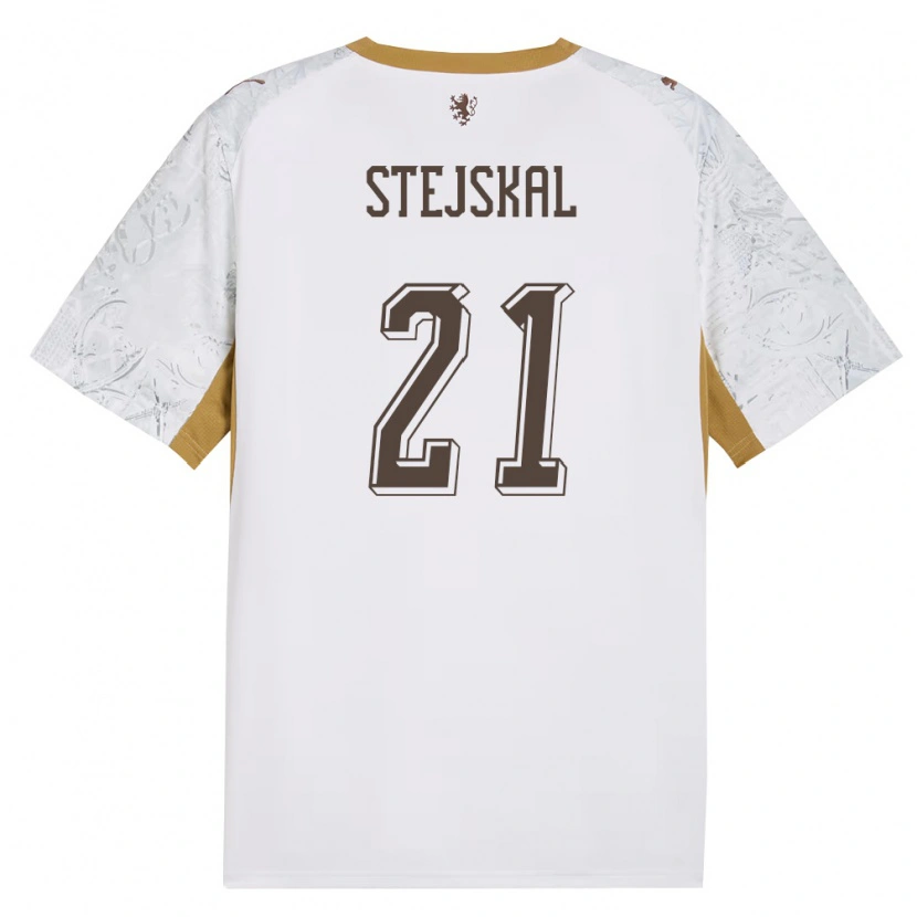 Danxen Men Czech Republic Ondrej Stejskal #21 Off-White Gold Gray Away Jersey 26-28 T-Shirt