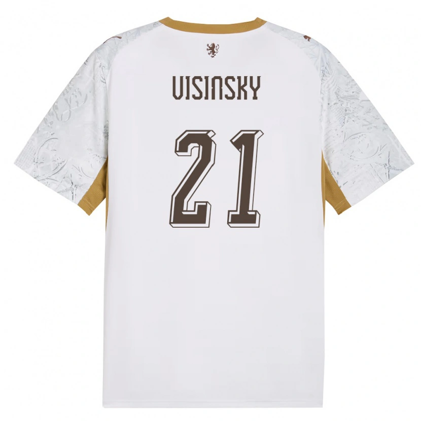 Danxen Men Czech Republic Denis Visinsky #21 Off-White Gold Gray Away Jersey 26-28 T-Shirt