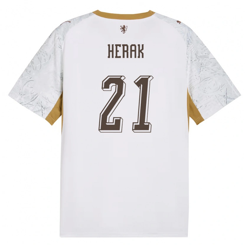 Danxen Men Czech Republic Frantisek Herak #21 Off-White Gold Gray Away Jersey 26-28 T-Shirt