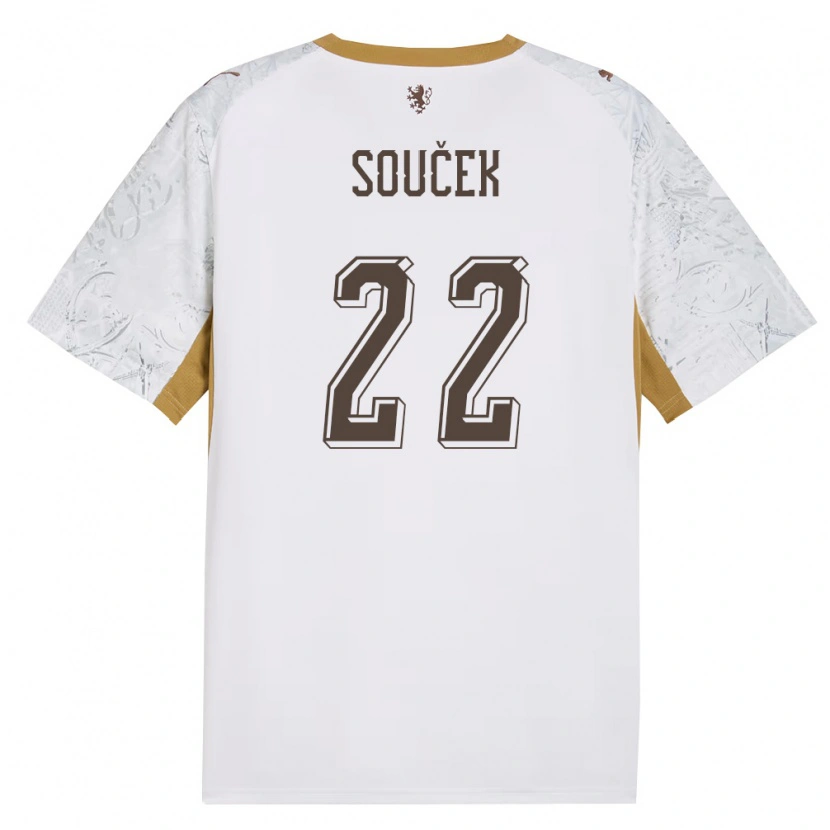 Danxen Men Czech Republic Tomáš Souček #22 Off-White Gold Gray Away Jersey 26-28 T-Shirt