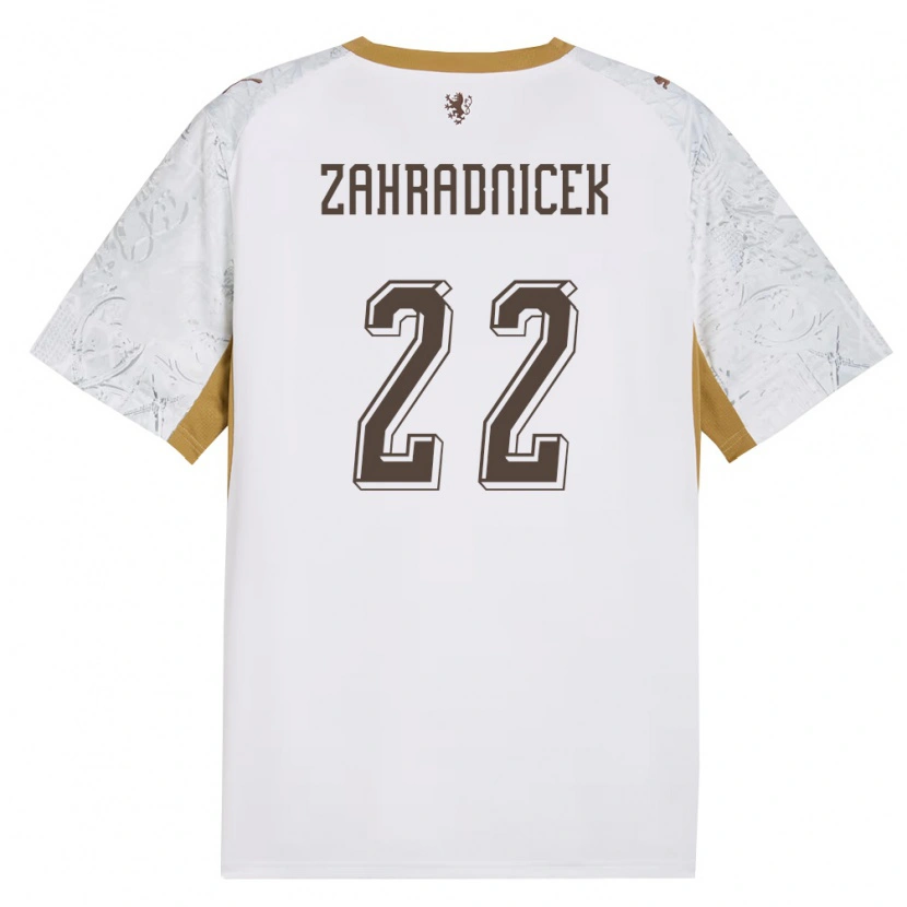 Danxen Men Czech Republic Vaclav Zahradnicek #22 Off-White Gold Gray Away Jersey 26-28 T-Shirt