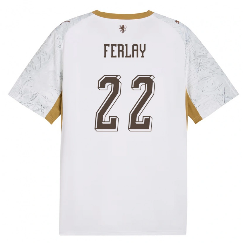 Danxen Men Czech Republic Ruben Ferlay #22 Off-White Gold Gray Away Jersey 26-28 T-Shirt