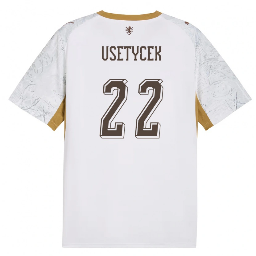 Danxen Men Czech Republic Adam Vsetycek #22 Off-White Gold Gray Away Jersey 26-28 T-Shirt