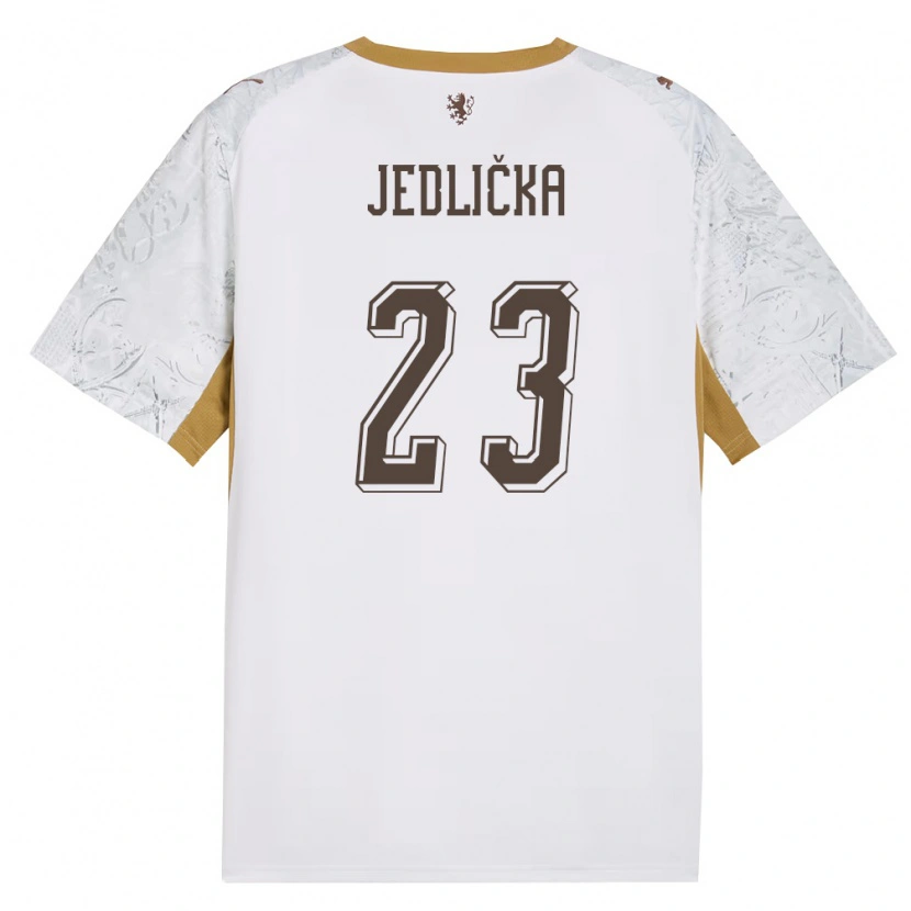 Danxen Men Czech Republic Martin Jedlicka #23 Off-White Gold Gray Away Jersey 26-28 T-Shirt