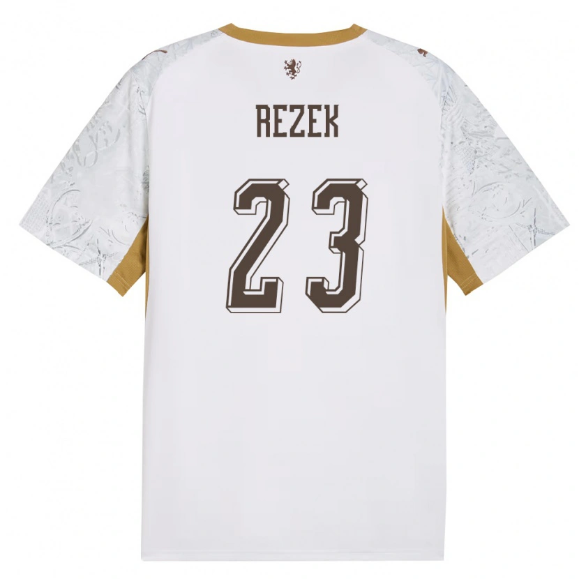Danxen Men Czech Republic Adam Rezek #23 Off-White Gold Gray Away Jersey 26-28 T-Shirt