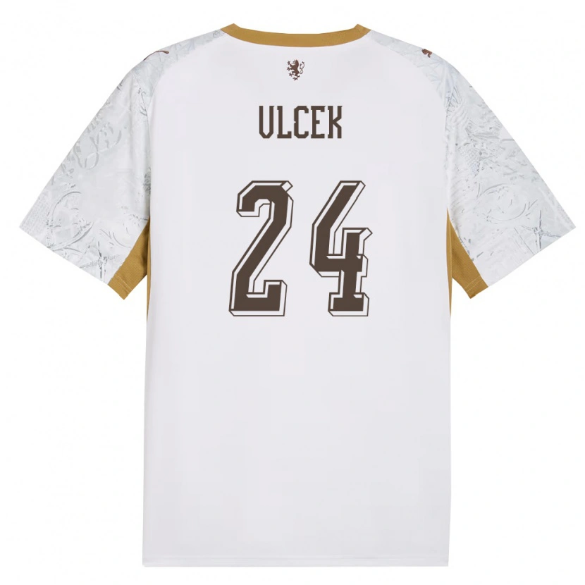 Danxen Men Czech Republic Tomas Vlcek #24 Off-White Gold Gray Away Jersey 26-28 T-Shirt