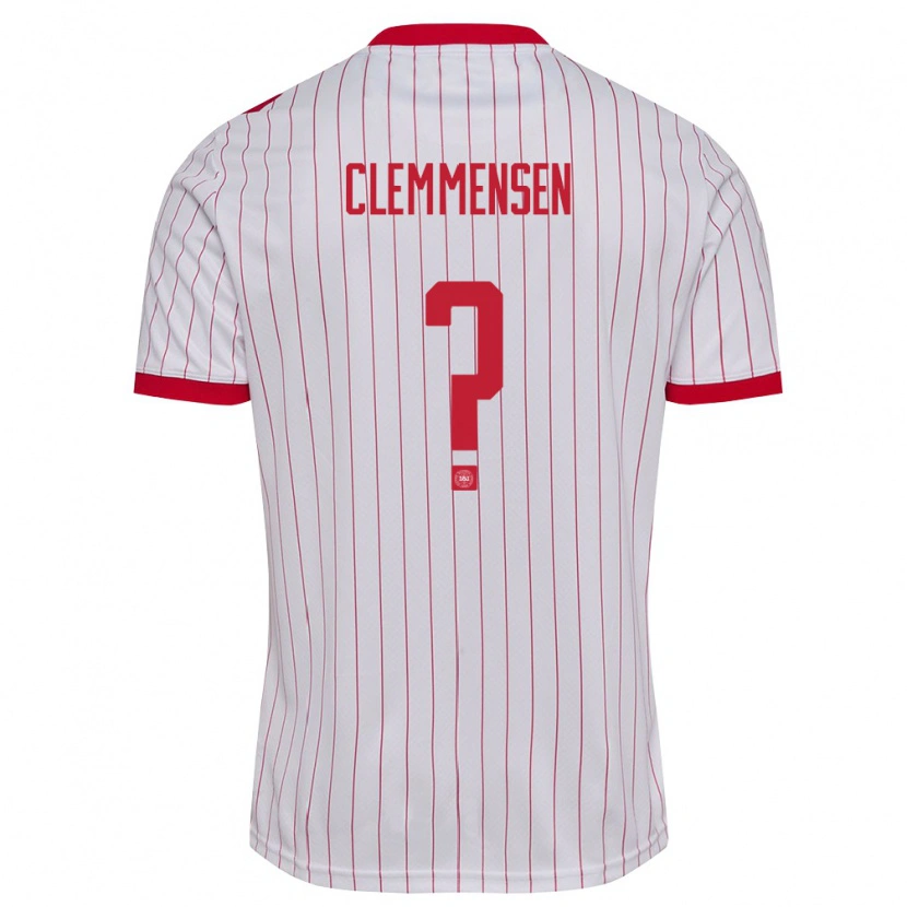 Danxen Men Denmark Benjamin Clemmensen #0 White Red Away Jersey 26-28 T-Shirt