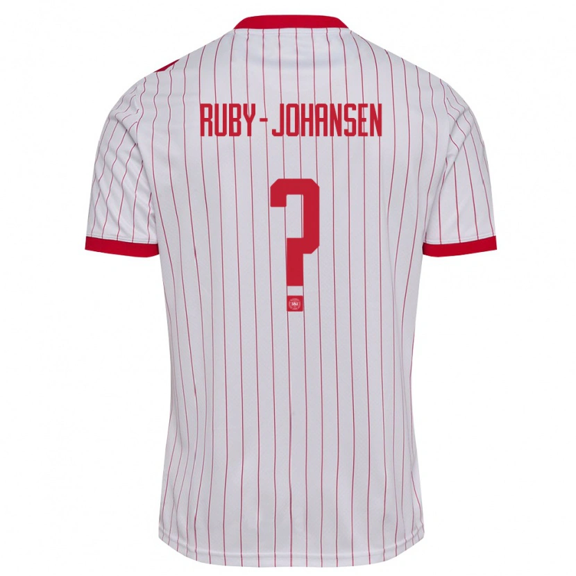 Danxen Men Denmark Gustav Ruby-Johansen #0 White Red Away Jersey 26-28 T-Shirt