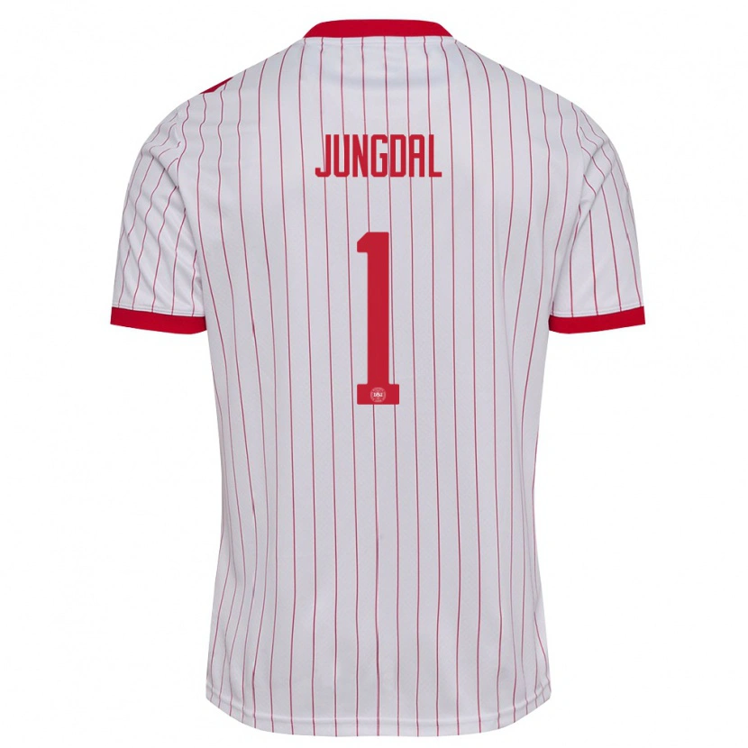 Danxen Men Denmark Andreas Jungdal #1 White Red Away Jersey 26-28 T-Shirt