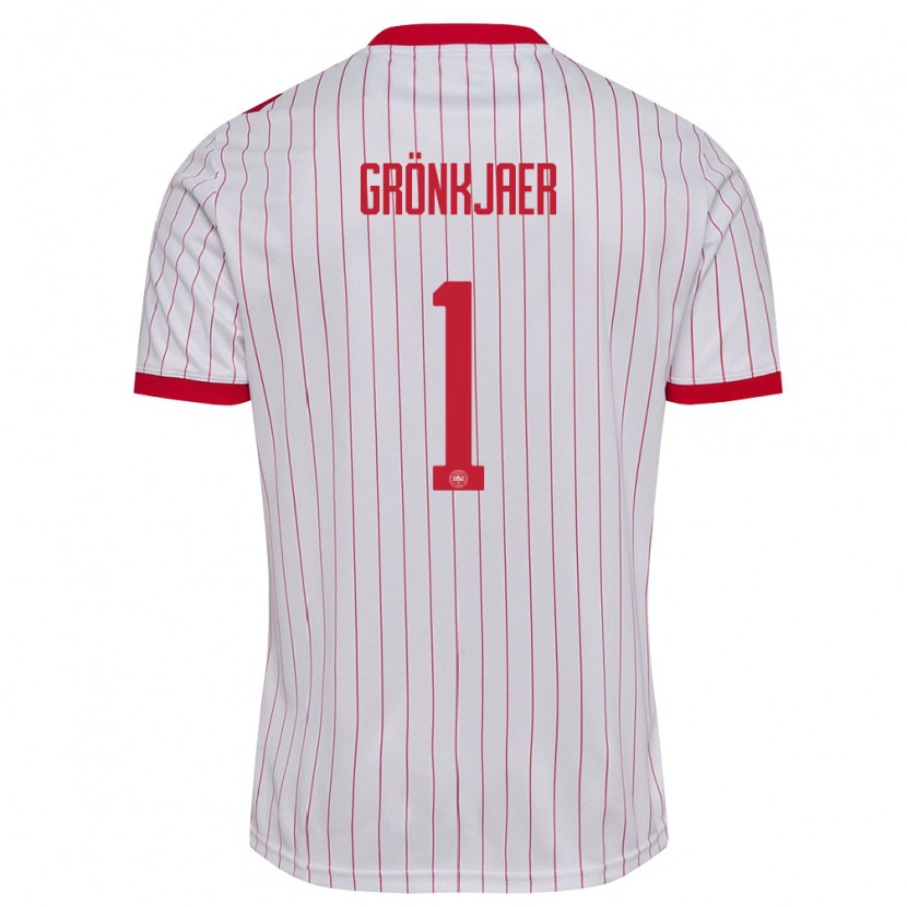 Danxen Men Denmark Bertil Grönkjaer #1 White Red Away Jersey 26-28 T-Shirt