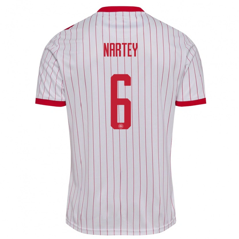 Danxen Men Denmark Nikolas Nartey #6 White Red Away Jersey 26-28 T-Shirt