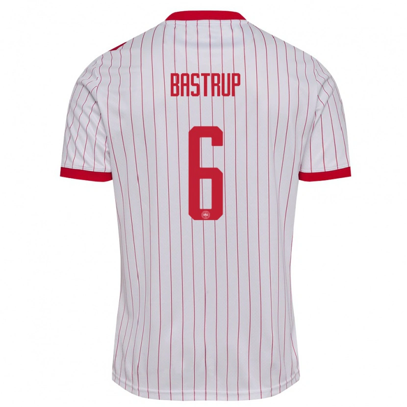 Danxen Men Denmark Viktor Bastrup #6 White Red Away Jersey 26-28 T-Shirt