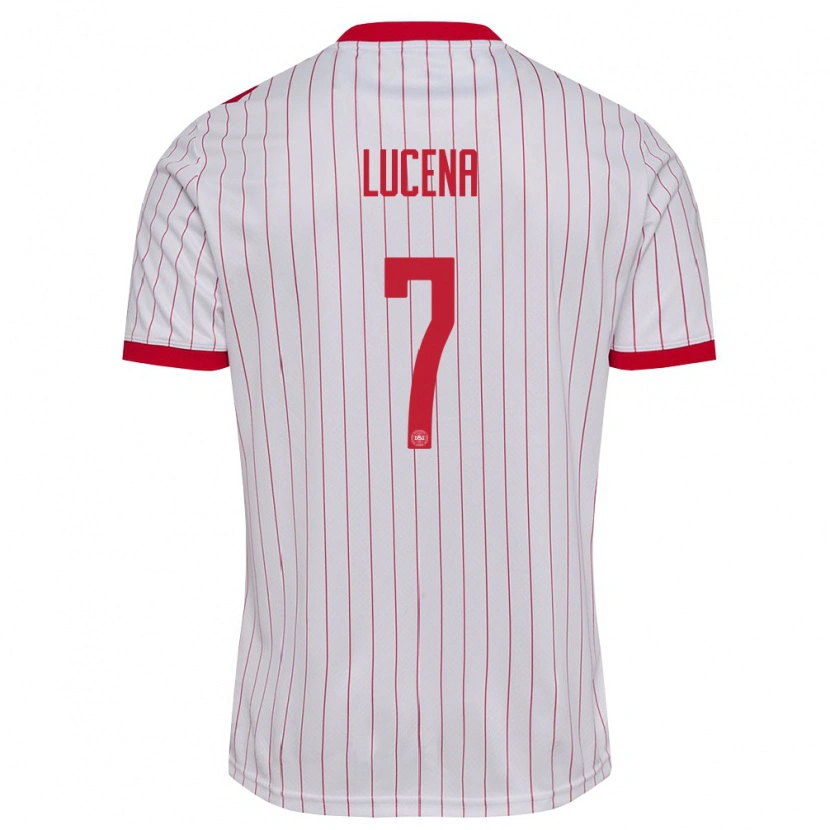 Danxen Men Denmark Julius Lucena #7 White Red Away Jersey 26-28 T-Shirt