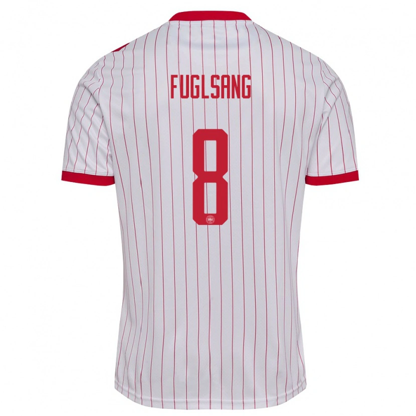 Danxen Men Denmark Adam Fuglsang #8 White Red Away Jersey 26-28 T-Shirt