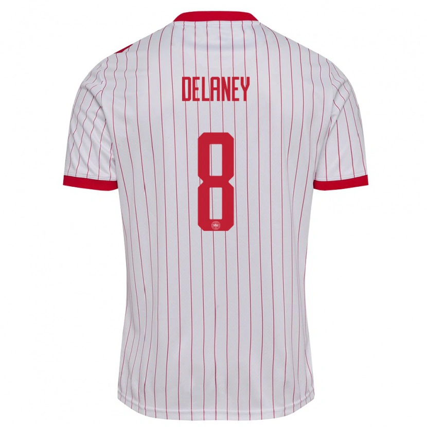 Danxen Men Denmark Thomas Delaney #8 White Red Away Jersey 26-28 T-Shirt