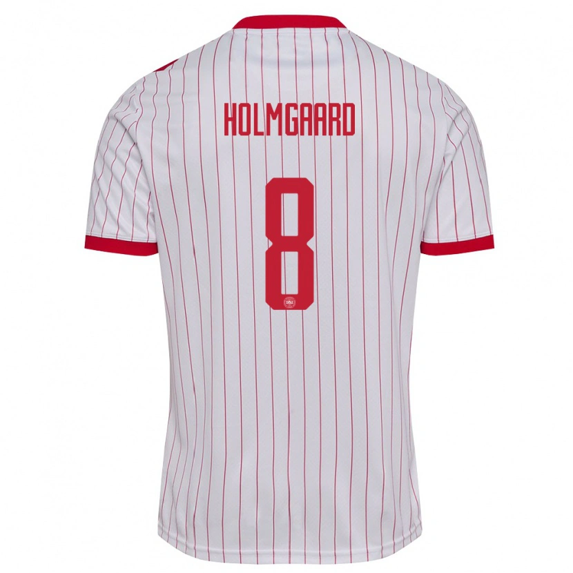 Danxen Men Denmark Sara Holmgaard #8 White Red Away Jersey 26-28 T-Shirt
