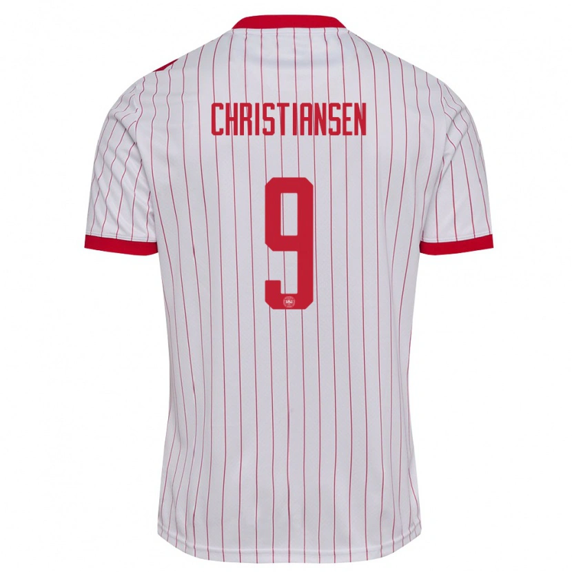 Danxen Men Denmark Nanna Christiansen #9 White Red Away Jersey 26-28 T-Shirt