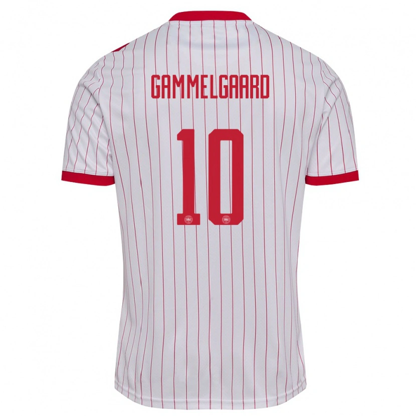 Danxen Men Denmark Nicolas Gammelgaard #10 White Red Away Jersey 26-28 T-Shirt