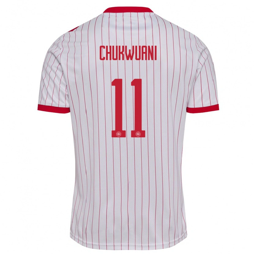 Danxen Men Denmark Ekene Chukwuani #11 White Red Away Jersey 26-28 T-Shirt