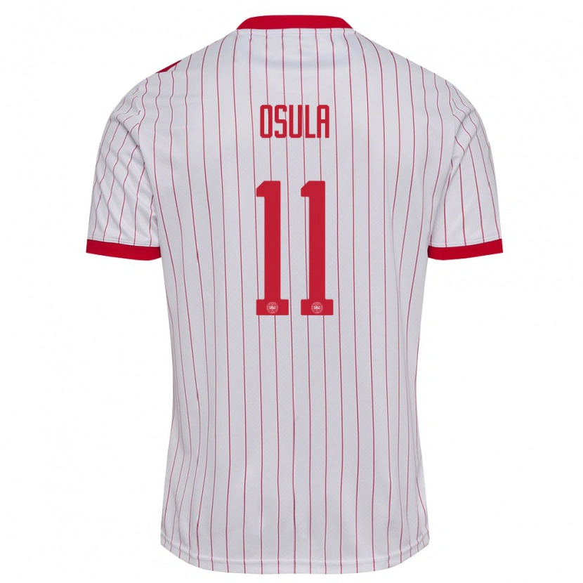 Danxen Men Denmark William Osula #11 White Red Away Jersey 26-28 T-Shirt