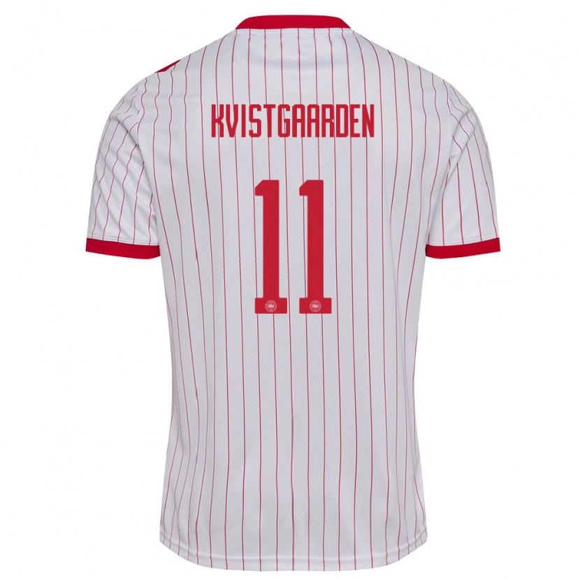 Danxen Men Denmark Mathias Kvistgaarden #11 White Red Away Jersey 26-28 T-Shirt