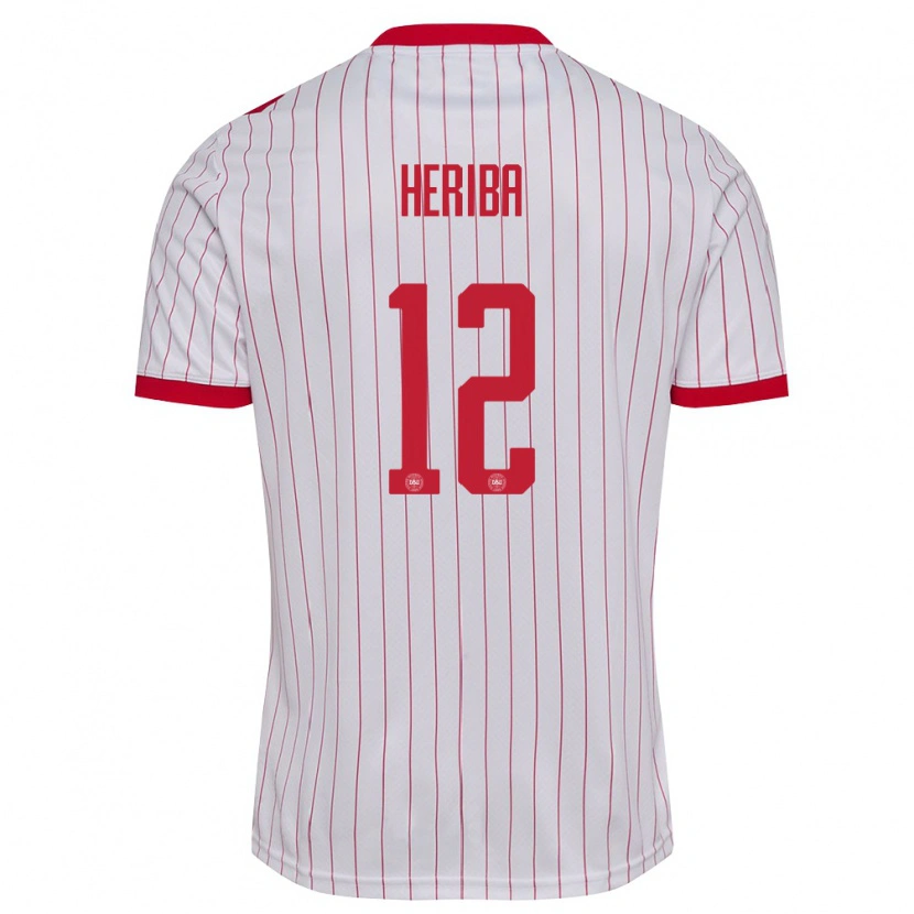 Danxen Men Denmark Louie Heriba #12 White Red Away Jersey 26-28 T-Shirt