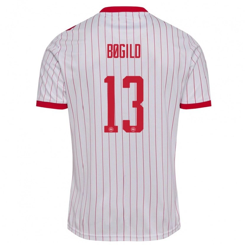 Danxen Men Denmark Kristian Bøgild #13 White Red Away Jersey 26-28 T-Shirt