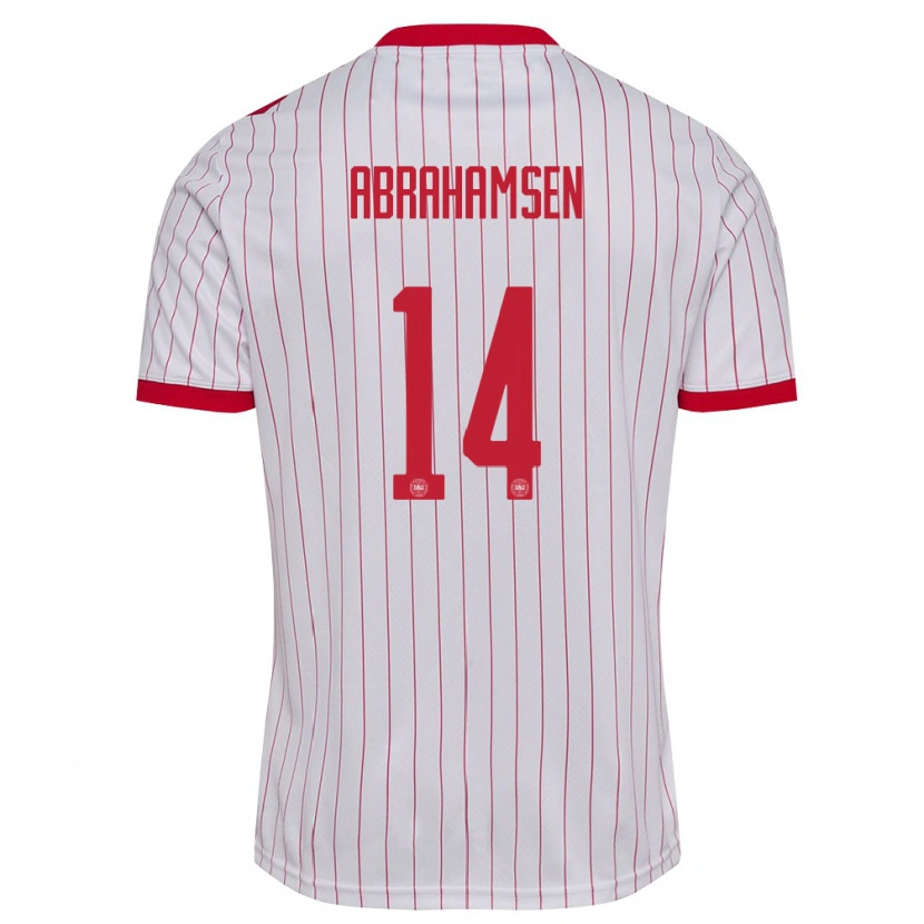 Danxen Men Denmark Mads Abrahamsen #14 White Red Away Jersey 26-28 T-Shirt