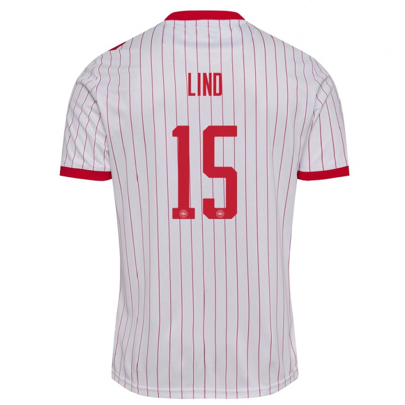 Danxen Men Denmark Victor Lind #15 White Red Away Jersey 26-28 T-Shirt