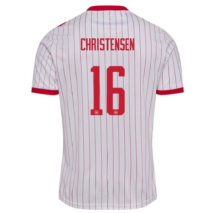 Danxen Men Denmark Oliver Christensen #16 White Red Away Jersey 26-28 T-Shirt
