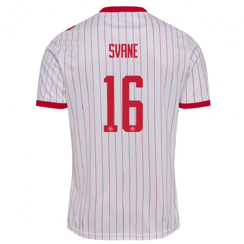 Danxen Men Denmark Katrine Svane #16 White Red Away Jersey 26-28 T-Shirt