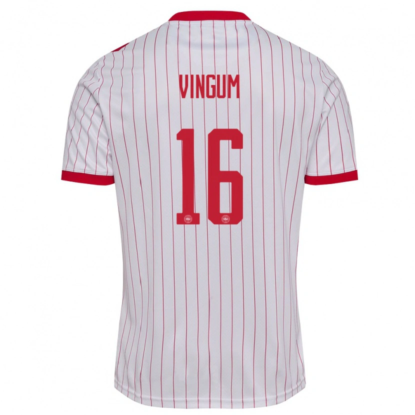 Danxen Men Denmark Alberte Vingum #16 White Red Away Jersey 26-28 T-Shirt