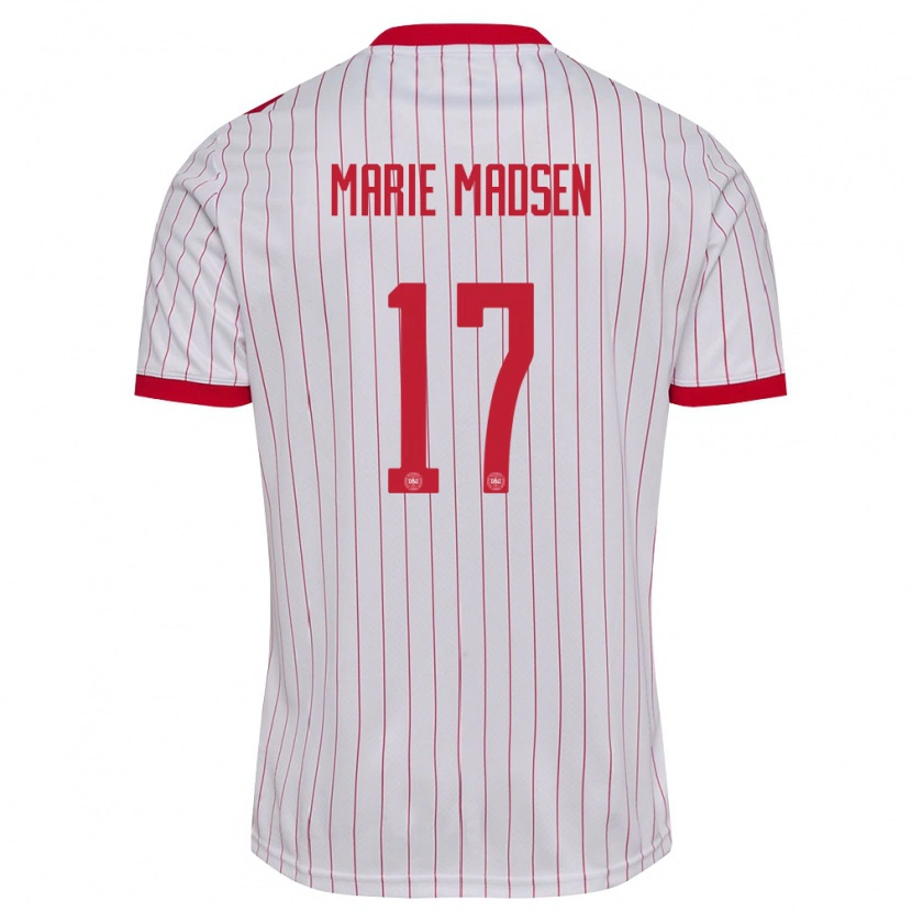 Danxen Men Denmark Rikke Marie Madsen #17 White Red Away Jersey 26-28 T-Shirt