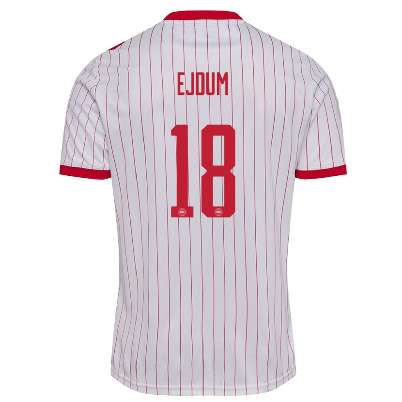 Danxen Men Denmark Max Ejdum #18 White Red Away Jersey 26-28 T-Shirt