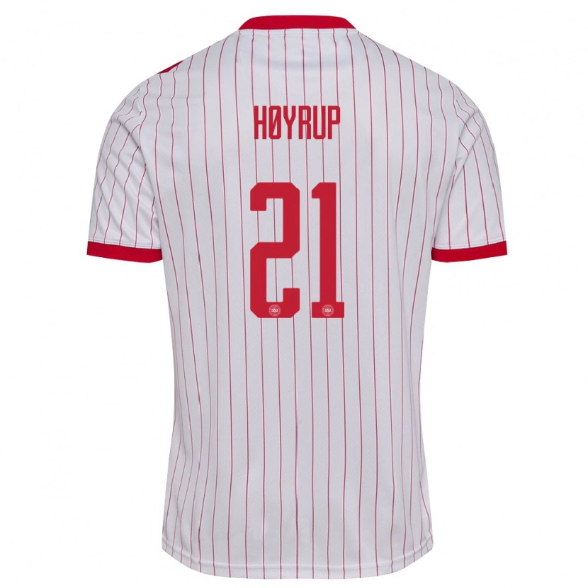 Danxen Men Denmark Hector Høyrup #21 White Red Away Jersey 26-28 T-Shirt