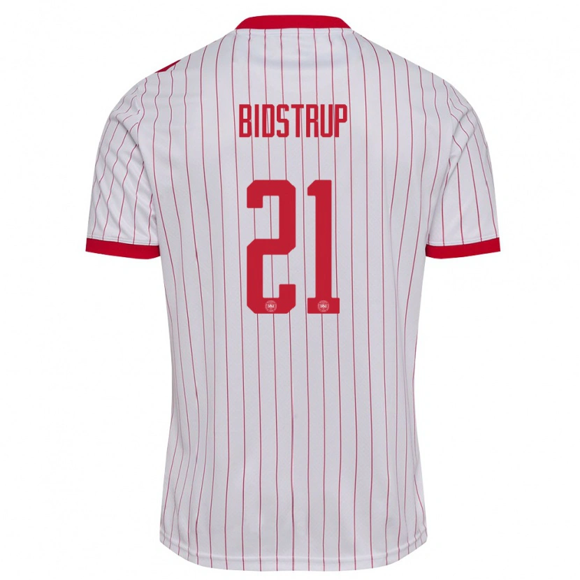 Danxen Men Denmark Mads Bidstrup #21 White Red Away Jersey 26-28 T-Shirt