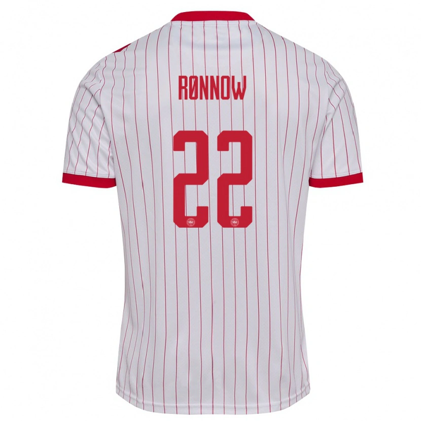 Danxen Men Denmark Frederik Rönnow #22 White Red Away Jersey 26-28 T-Shirt