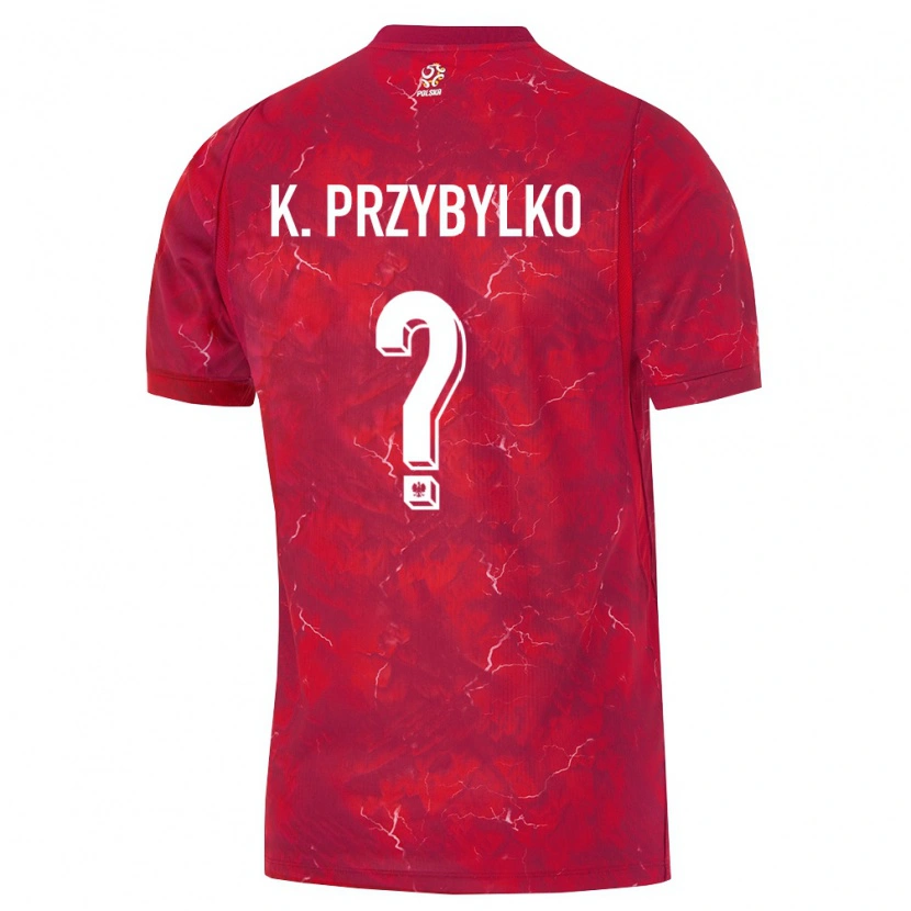 Danxen Men Poland Kacper Przybyłko #0 Red White Away Jersey 26-28 T-Shirt