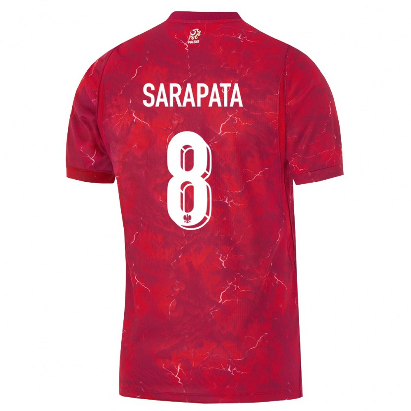 Danxen Men Poland Dominik Sarapata #8 Red White Away Jersey 26-28 T-Shirt