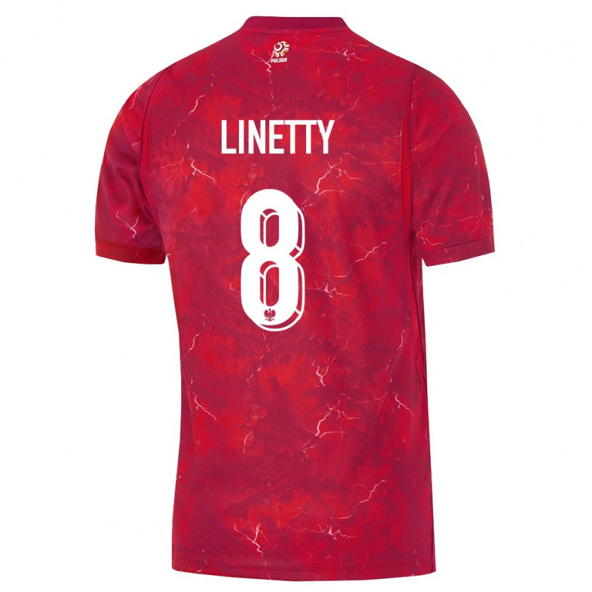 Danxen Men Poland Karol Linetty #8 Red White Away Jersey 26-28 T-Shirt