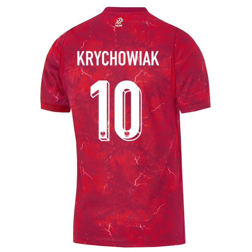 Danxen Men Poland Grzegorz Krychowiak #10 Red White Away Jersey 26-28 T-Shirt