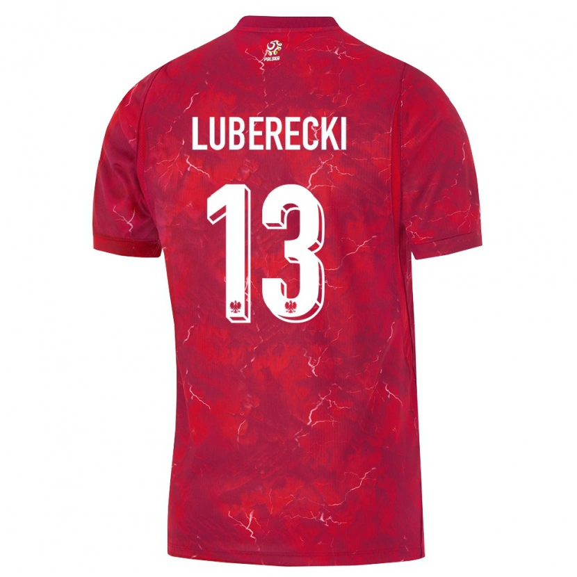 Danxen Men Poland Filip Luberecki #13 Red White Away Jersey 26-28 T-Shirt
