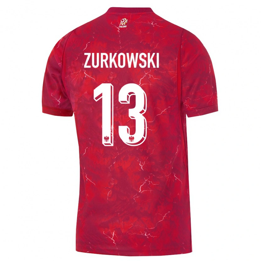 Danxen Men Poland Szymon Zurkowski #13 Red White Away Jersey 26-28 T-Shirt