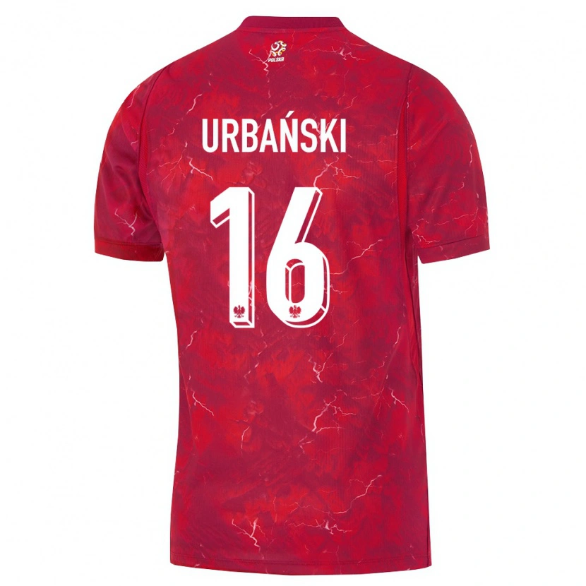 Danxen Men Poland Kacper Urbański #16 Red White Away Jersey 26-28 T-Shirt