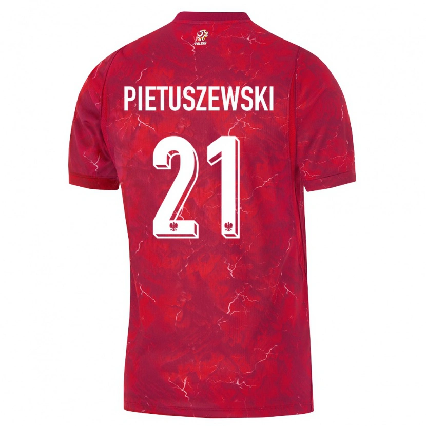 Danxen Men Poland Oskar Pietuszewski #21 Red White Away Jersey 26-28 T-Shirt