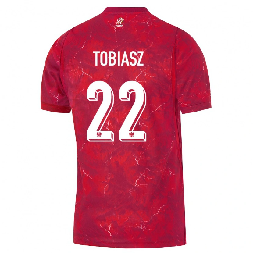 Danxen Men Poland Kacper Tobiasz #22 Red White Away Jersey 26-28 T-Shirt