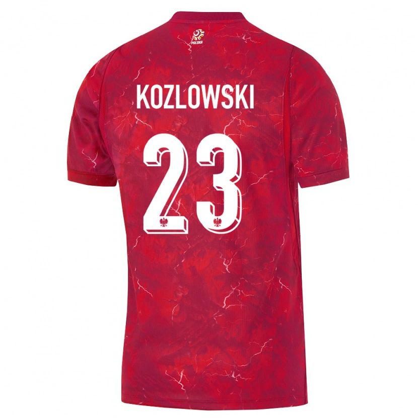 Danxen Men Poland Kacper Kozlowski #23 Red White Away Jersey 26-28 T-Shirt
